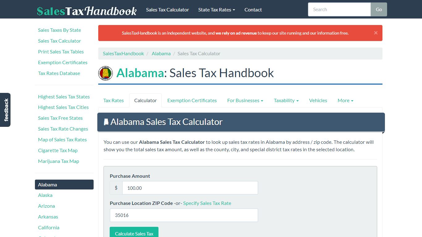 Alabama Sales Tax Calculator - SalesTaxHandbook