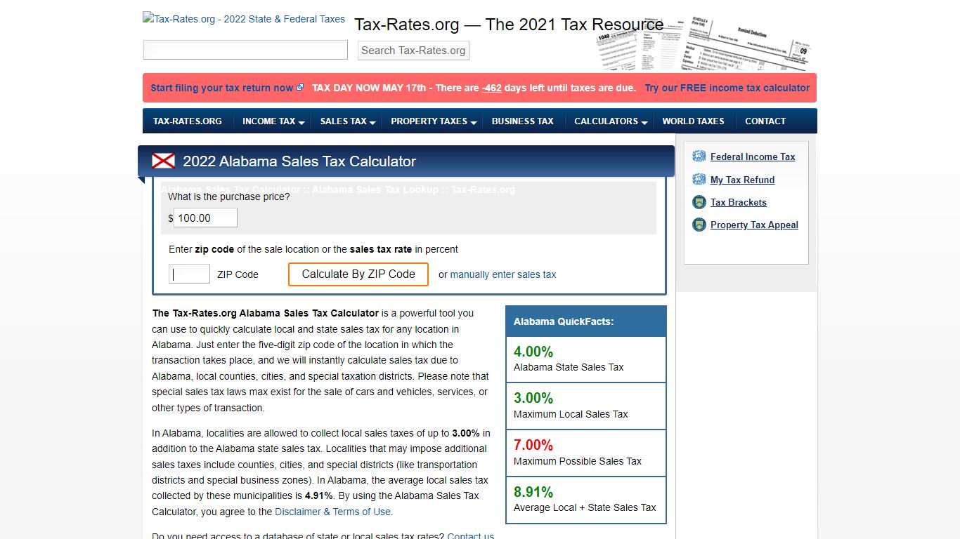 Alabama Sales Tax Calculator - Tax-Rates.org