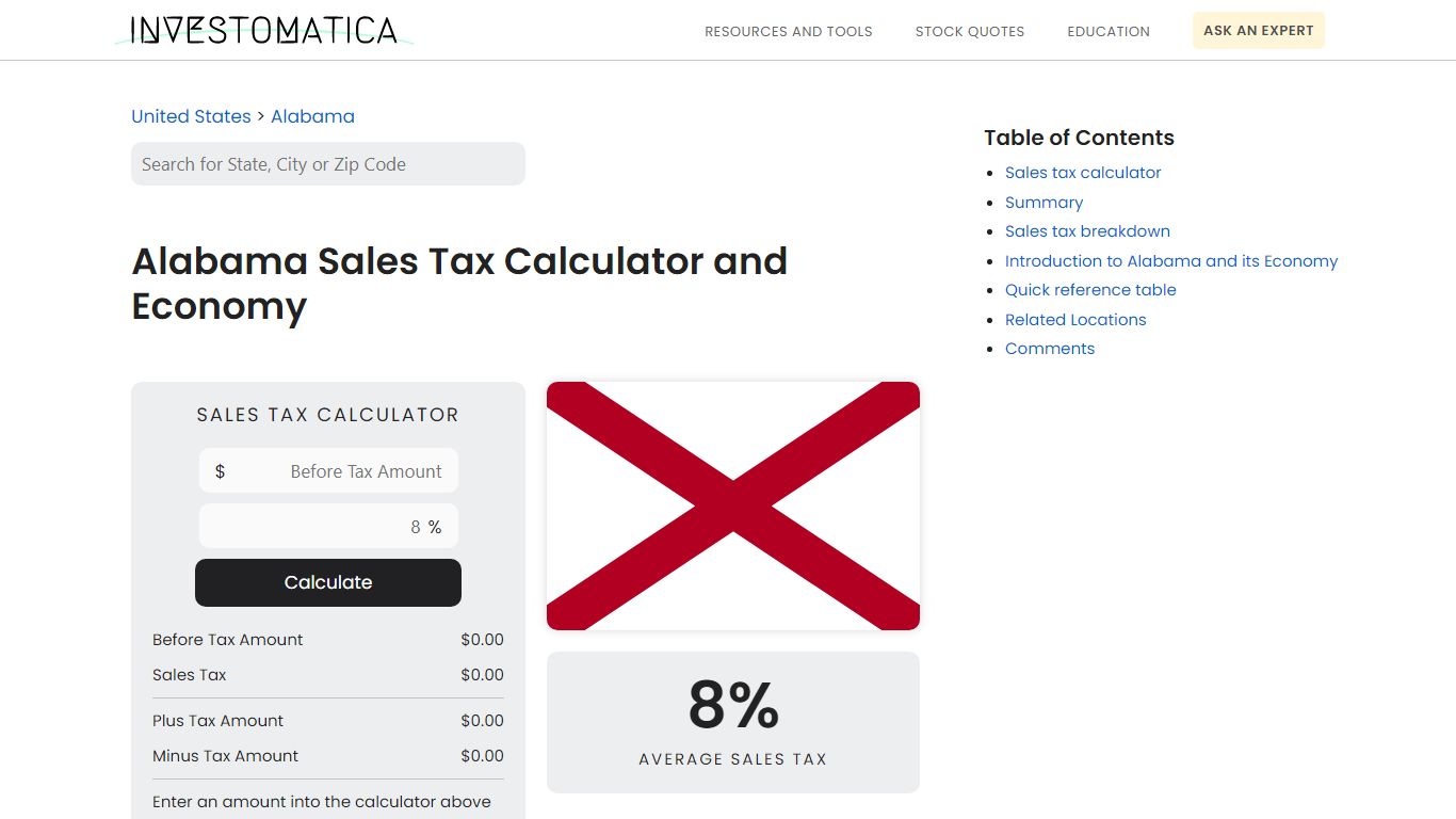 Alabama Sales Tax Calculator and Economy (2022) - Investomatica
