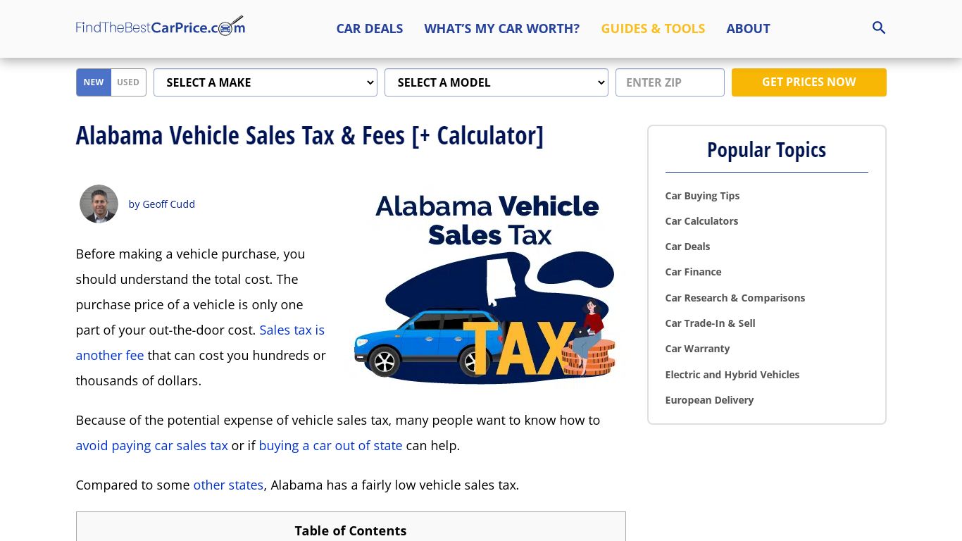 Alabama Vehicle Sales Tax & Fees [+ Calculator] - Find The Best Car Price